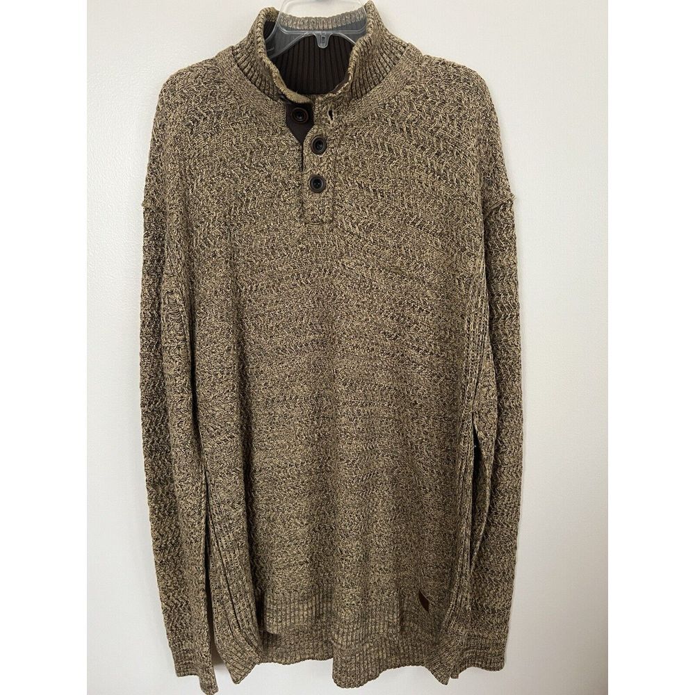 A. Tiziano Sweater Men's 3XL Brown Tan knit Y2K vintage Style Big & Tall button‎